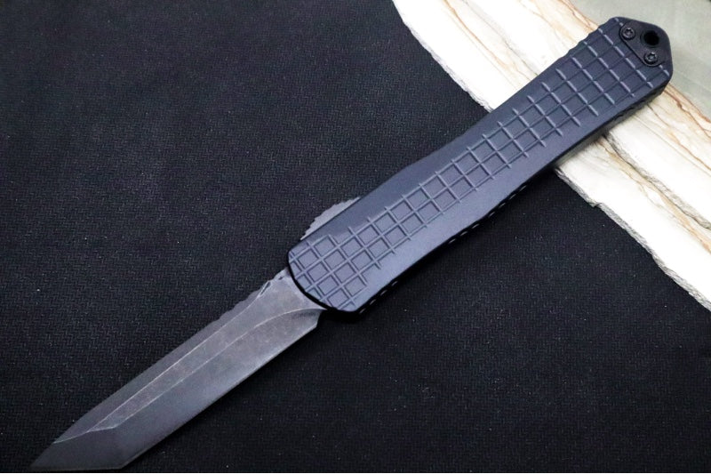 Heretic Knives Manticore X OTF - DLC Black Finish / Tanto Blade / Black Aluminum Handle & Black Hardware H031-6A-T - Northwest Knives