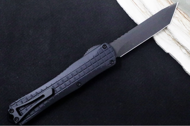 Heretic Knives Manticore X OTF - DLC Black Finish / Tanto Blade / Black Aluminum Handle & Black Hardware H031-6A-T