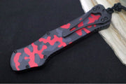 Heretic Knives Hydra Single Action OTF - Two-Toned Black Recurve Blade with Partial Serrate / CPM-Magnacut Steel / Red Camo Anodized Aluminum Handle H008-10B-RCAMO - Northwest Knives