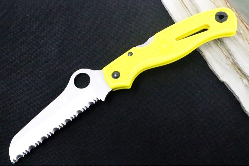 Spyderco Atlantic - Yellow FRN Handle / Satin H2 Steel / Serrated Sheepsfoot Blade - C89SYL
