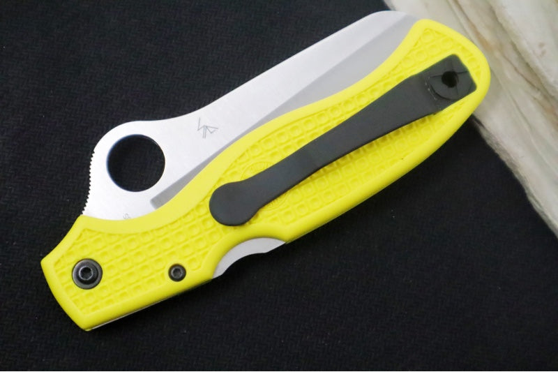 Spyderco Atlantic - Yellow FRN Handle / Satin H2 Steel / Serrated Sheepsfoot Blade - C89SYL