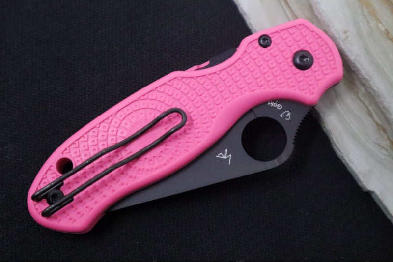 Spyderco Paramilitary 3 Lightweight - Pink FRN / BD1N Steel / Black Leaf Shaped Blade - C223PPNBK