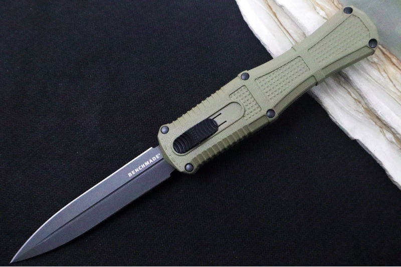 Benchmade 3370GY-1 Claymore OTF - Dagger Blade / CPM-D2 Steel / Smoke Gray PVD Coating / OD Green Polymer Handle