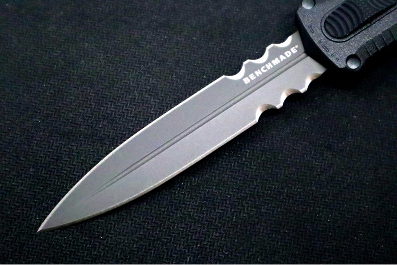 Benchmade 3370SGY Claymore OTF - Dagger Blade with Serrates / CPM-D2 Steel / Smoke Gray PVD Coating / Black Polymer Handle - Northwest Knives