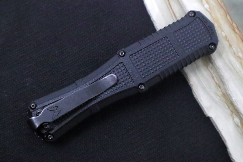 Benchmade 3370SGY Claymore OTF - Dagger Blade with Serrates / CPM-D2 Steel / Smoke Gray PVD Coating / Black Polymer Handle - Northwest Knives