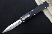 Microtech Dirac Delta OTF - Stonewashed Finish / Partial Serrated Dagger Blade / Black Aluminum Handle 227-11 - Northwest Knives