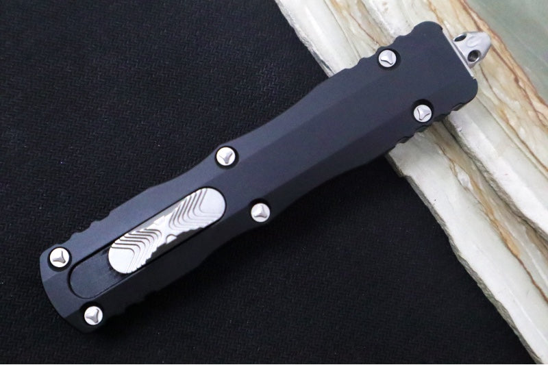 Microtech Dirac Delta OTF - Stonewashed Finish / Partial Serrated Dagger Blade / Black Aluminum Handle 227-11 - Northwest Knives