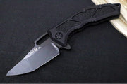 Heretic Knives Medusa Manual Flipper - Tanto Blade / CPM-Magnacut Steel / Black Anodized Aluminum Handle with Black Grip-Tape Inlays / Black Tactical DLC Finished Blade and Hardware H009-6A-T - Northwest Knives