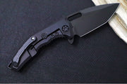 Heretic Knives Medusa Manual Flipper - Tanto Blade / CPM-Magnacut Steel / Black Anodized Aluminum Handle with Black Grip-Tape Inlays / Black Tactical DLC Finished Blade and Hardware H009-6A-T - Northwest Knives