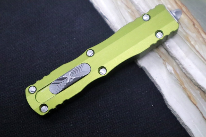 Microtech Dirac OTF - Dagger Blade / Apocalyptic Finish / OD Green Anodized Aluminum Handle 225-10APOD - Northwest Knives