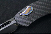 Heretic Knives Hydra Single Action OTF - Black DLC Tanto Blade / CPM-20CV Steel / Full Carbon Fiber Handle / Flamed Titanium Button & Charge Plate & Clip H046-6A-CF/FTI - Northwest Knives