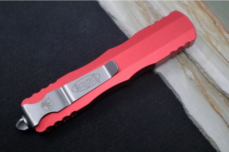 Microtech Dirac OTF - Dagger Blade / Satin Finish / Red Anodized Aluminum Handle 225-4RD