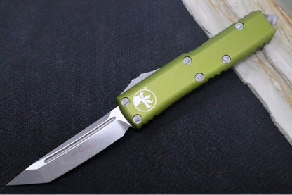 Microtech UTX-85 OTF -Tanto Blade / Apocalyptic Finish / OD Green Anodized Aluminum Handle - 233-10APOD