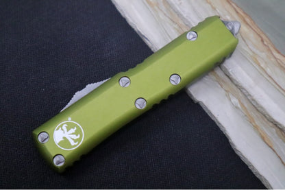 Microtech UTX-85 OTF -Tanto Blade / Apocalyptic Finish / OD Green Anodized Aluminum Handle - 233-10APOD