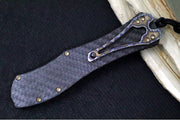 Heretic Knives Hydra Single Action OTF - Black DLC Tanto Blade / CPM-20CV Steel / Full Carbon Fiber Handle / Flamed Titanium Button & Charge Plate & Clip H046-6A-CF/FTI - Northwest Knives