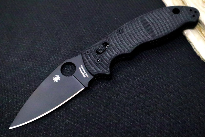 Spyderco Manix 2 Salt - Caribbean Bi-Directional Texture Patterned Black G-10 Handle / Black DLC Finished Blade / CPM-Magnacut Steel C101GMCBKP2