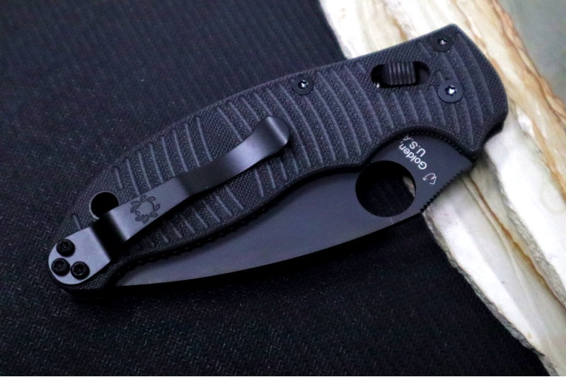 Spyderco Manix 2 Salt - Caribbean Bi-Directional Texture Patterned Black G-10 Handle / Black DLC Finished Blade / CPM-Magnacut Steel C101GMCBKP2