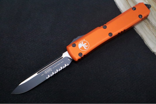 Microtech Ultratech OTF - Single Edge with Partial Serrates / Black Blade / Orange Body 121-2OR