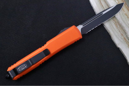 Microtech Ultratech OTF - Single Edge with Partial Serrates / Black Blade / Orange Body 121-2OR