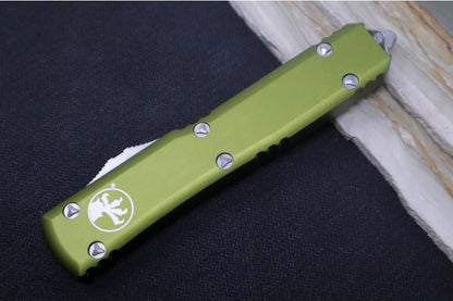 Microtech Ultratech OTF - Single Edge with Partial Serrates / Satin Blade / OD Green Handle 121-11OD