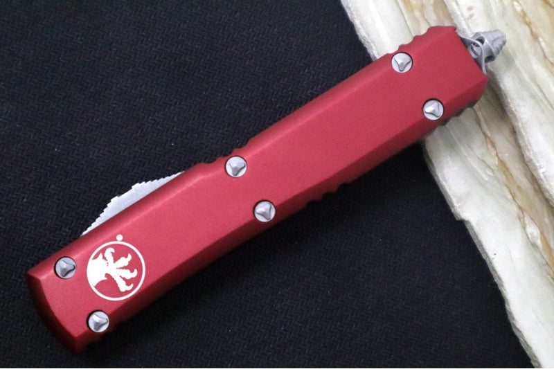 Microtech Ultratech OTF - Single Edge / Apocalyptic Finished Blade / Merlot Anodized Aluminum Handle - 121-10APMR