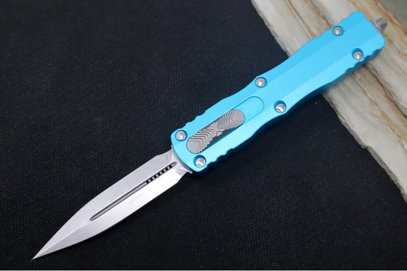 Microtech Dirac OTF - Stonewash Finish / Double Edge / Turquoise Handle 225-10TQ