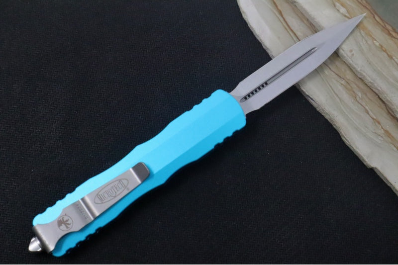 Microtech Dirac OTF - Stonewash Finish / Double Edge / Turquoise Handle 225-10TQ