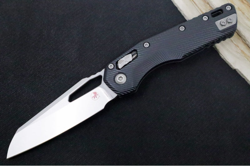 Microtech MSI Manual Folder - Stonewashed Finished Blade / Fluted Black G-10 Handle 210-10FLGTBK