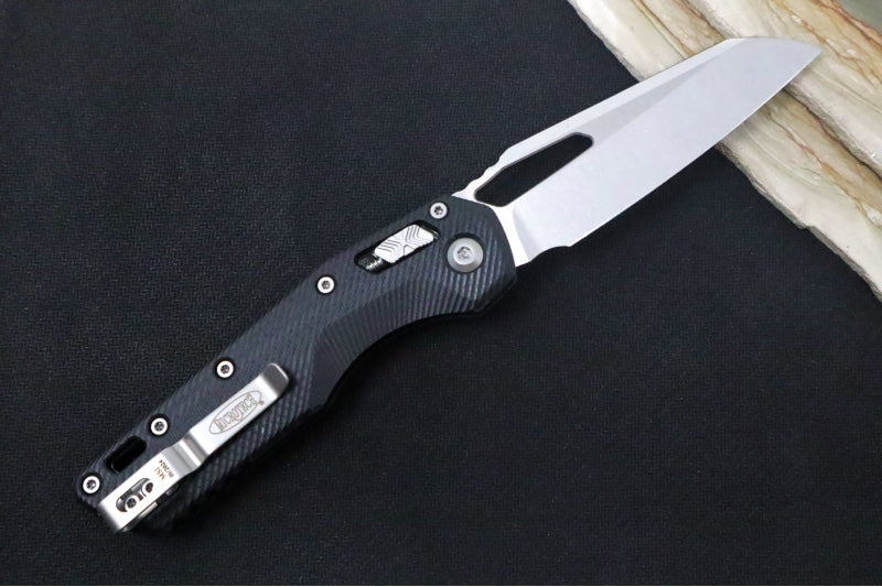 Microtech MSI Manual Folder - Stonewashed Finished Blade / Fluted Black G-10 Handle 210-10FLGTBK