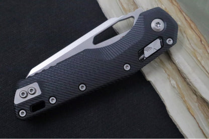 Microtech MSI Manual Folder - Stonewashed Finished Blade / Fluted Black G-10 Handle 210-10FLGTBK