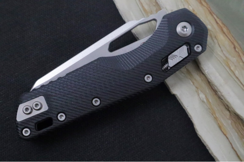 Microtech MSI Manual Folder - Stonewashed Finished Blade / Fluted Black G-10 Handle 210-10FLGTBK - Northwest Knives