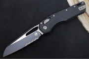 Microtech MSI Manual Folder - Black Two-Toned Finished Blade with Partial Serrate / Fluted Black G-10 Handle 210-2FLGTBK - Northwest Knives