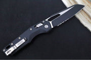 Microtech MSI Manual Folder - Black Two-Toned Finished Blade with Partial Serrate / Fluted Black G-10 Handle 210-2FLGTBK - Northwest Knives