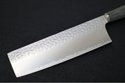 Sekiryu - 7" Nakiri - 3 Layers of VG-10 Steel - Hammered Tsuchime Finish - Charcoal Wood Handle - Made in Seki City, Japan - Northwest Knives