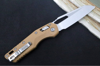 Microtech MSI Manual Folder - Stonewashed Finished Blade / Fluted Tan G-10 Handle 210-10FLGTTA