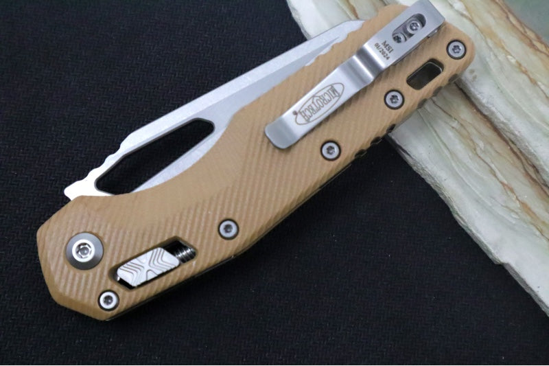 Microtech MSI Manual Folder - Stonewashed Finished Blade / Fluted Tan G-10 Handle 210-10FLGTTA - Northwest Knives