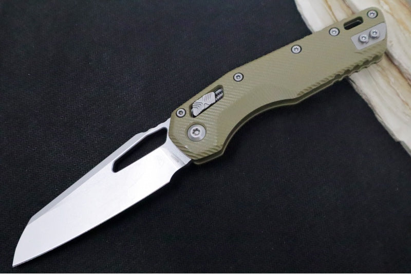 Microtech MSI Manual Folder - Stonewashed Finished Blade / Fluted OD Green G-10 Handle 210-10FLGTOD - Northwest Knives