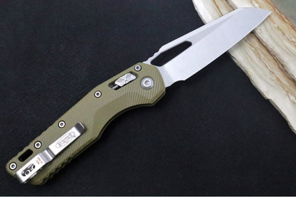 Microtech MSI Manual Folder - Stonewashed Finished Blade / Fluted OD Green G-10 Handle 210-10FLGTOD