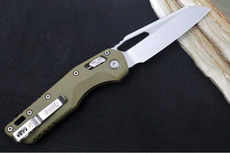 Microtech MSI Manual Folder - Stonewashed Finished Blade / Fluted OD Green G-10 Handle 210-10FLGTOD - Northwest Knives