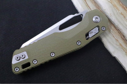 Microtech MSI Manual Folder - Stonewashed Finished Blade / Fluted OD Green G-10 Handle 210-10FLGTOD