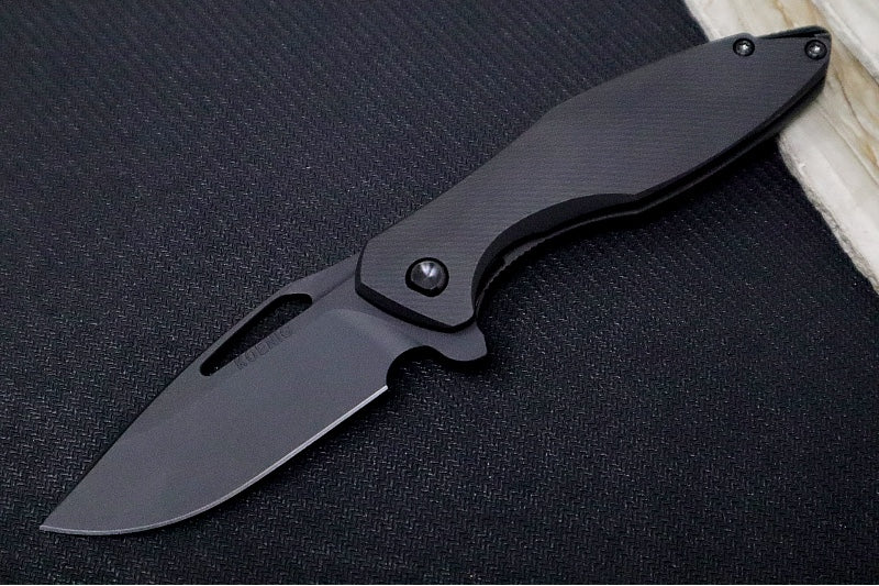 Koenig Mini Arius Flipper - Matte Black DLC Corda Patterned Handle - Matte Black DLC Finished Blade - Black DLC Spacer & Hardware & Clip (Gen 1) - Northwest Knives