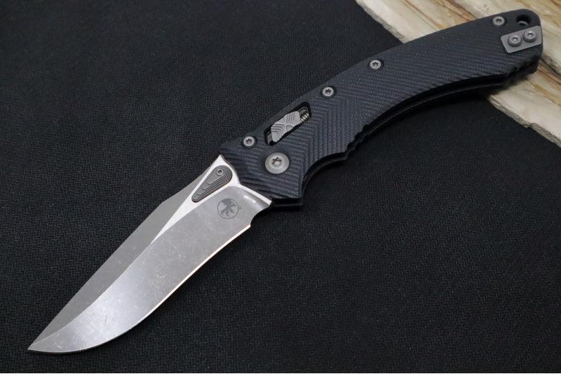 Microtech Amphibian Folder RAM-Lok - Drop Point / Fluted Black G-10 Handle 137RL-10APFLGTBK - Northwest Knives