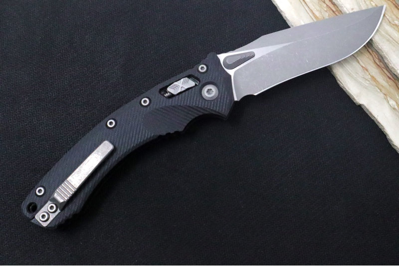 Microtech Amphibian Folder RAM-Lok - Drop Point / Fluted Black G-10 Handle 137RL-10APFLGTBK