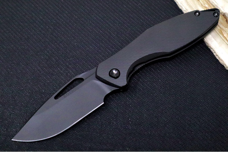 Koenig Mini Arius NonFlipper - Matte Black DLC Corda Patterned Handle - Matte Black DLC Finished Blade - Black DLC Spacer & Hardware & Clip (Gen 1) - Northwest Knives