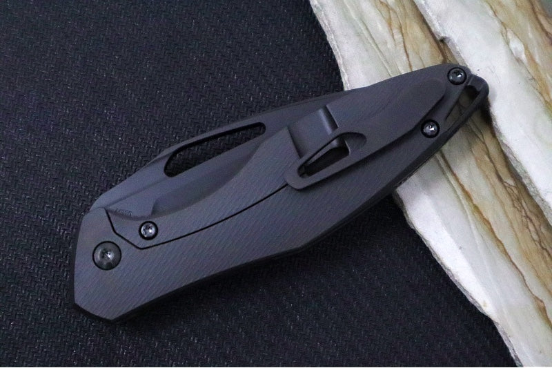 Koenig Mini Arius NonFlipper - Matte Black DLC Corda Patterned Handle - Matte Black DLC Finished Blade - Black DLC Spacer & Hardware & Clip (Gen 1) - Northwest Knives