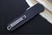 Microtech Cypher II OTF - Single Edge Blade / Apocalyptic Finish / Black Aluminum Handle- 1241-10AP - Northwest Knives