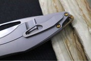 Koenig Mini Arius Nonflipper - Standard with Standard Smooth Handle - Burnished Blade with Polished Flats - Bronze Spacer & Hardware / Blasted Clip (Gen 1) - Northwest Knives