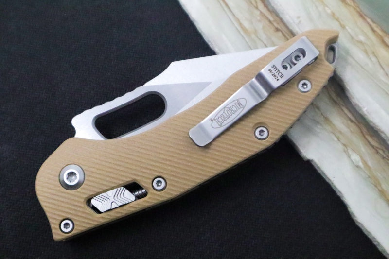 Microtech Stitch RAM-Lock Manual - Wharncliffe Blade / Tan Fluted G-10 Handle 169RL-10APFLGTTA