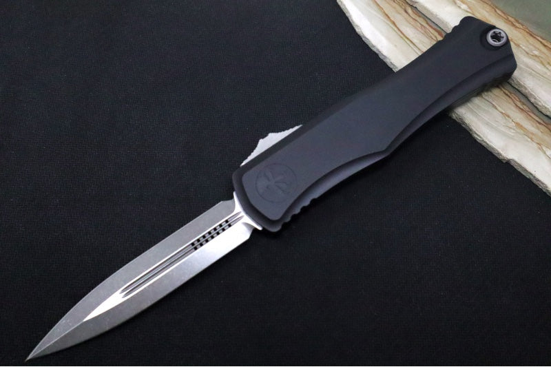 Microtech Hera II OTF - Double Edge / Apocalyptic Blade / Black Aluminum Handle 1702-10AP - Northwest Knives