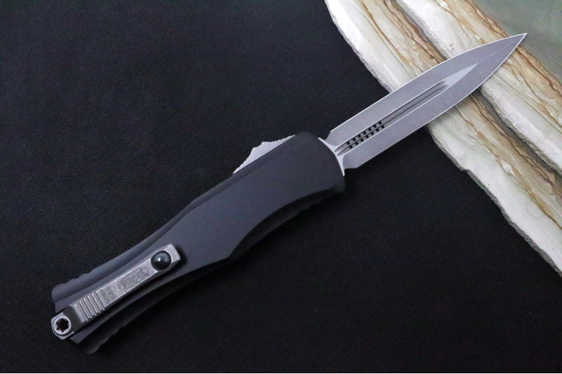 Microtech Hera II OTF - Double Edge / Apocalyptic Blade / Black Aluminum Handle 1702-10AP - Northwest Knives